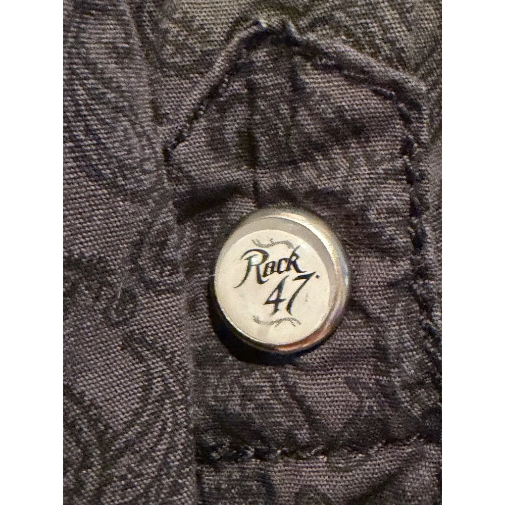 Rock 47 Button Down Shirt Mens L Black Paisley Western Snap Pearl 112330424